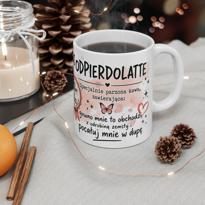 Coffee Mug — 'ODPIERDOLATTE' Funny Middle Finger Girl Ceramic Mug for Coffee Lovers