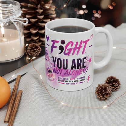 Fight Like a Warrior Mug - Empowering Depression Support Coffee Cup