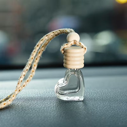 Heart Car Diffuser | Hanging Glass Bottle 6ml | Heart-Shaped Hanging Car Diffuser 6ml | Glass Bottle with Clip