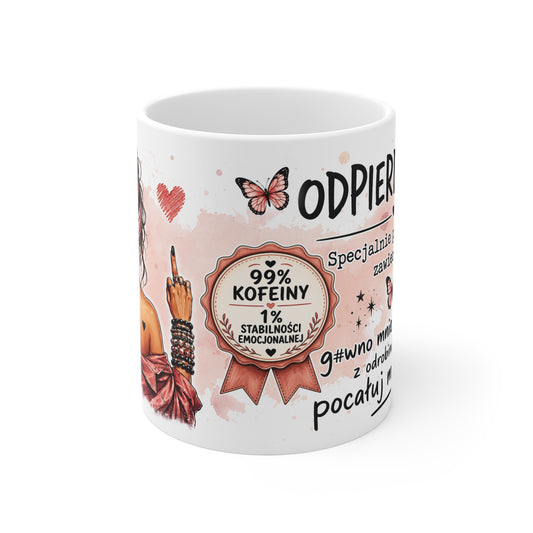 Coffee Mug — 'ODPIERDOLATTE' Funny Middle Finger Girl Ceramic Mug for Coffee Lovers