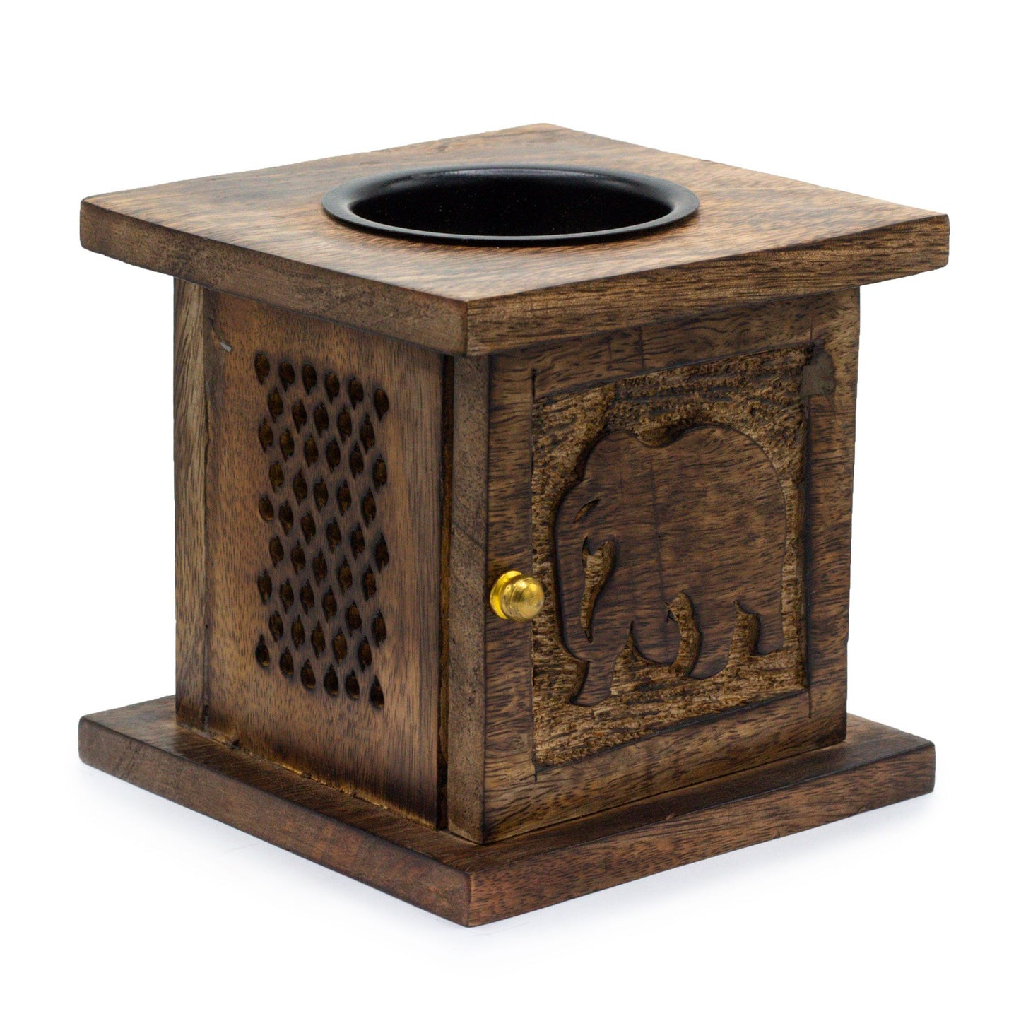 Large Mango Wood Box Burner - Elephant