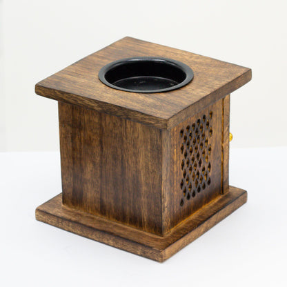 Large Mango Wood Box Burner - Buddha