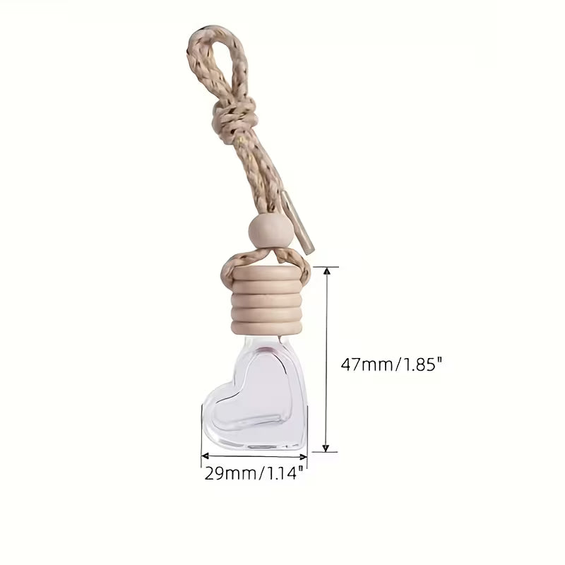 Heart Car Diffuser | Hanging Glass Bottle 6ml | Heart-Shaped Hanging Car Diffuser 6ml | Glass Bottle with Clip