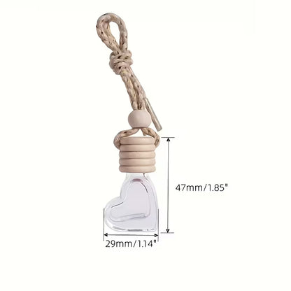 Heart Car Diffuser | Hanging Glass Bottle 6ml | Heart-Shaped Hanging Car Diffuser 6ml | Glass Bottle with Clip