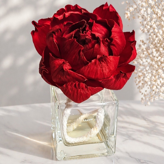 Red Peony Reed Diffuser - Luxury Sola Wood Flower Diffuser (100ml)